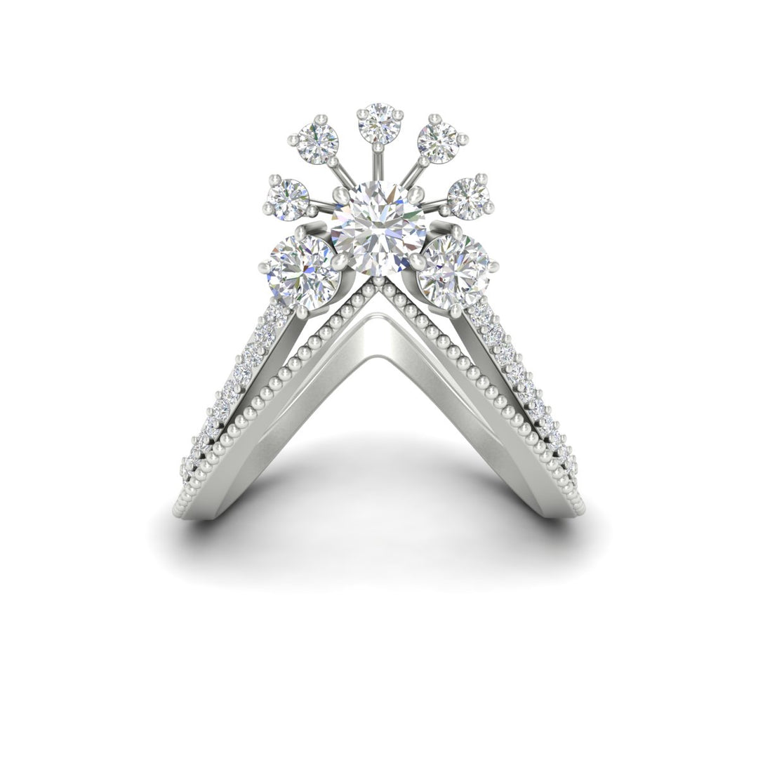 Floral Cluster Round Cut Diamond Vanki Ring