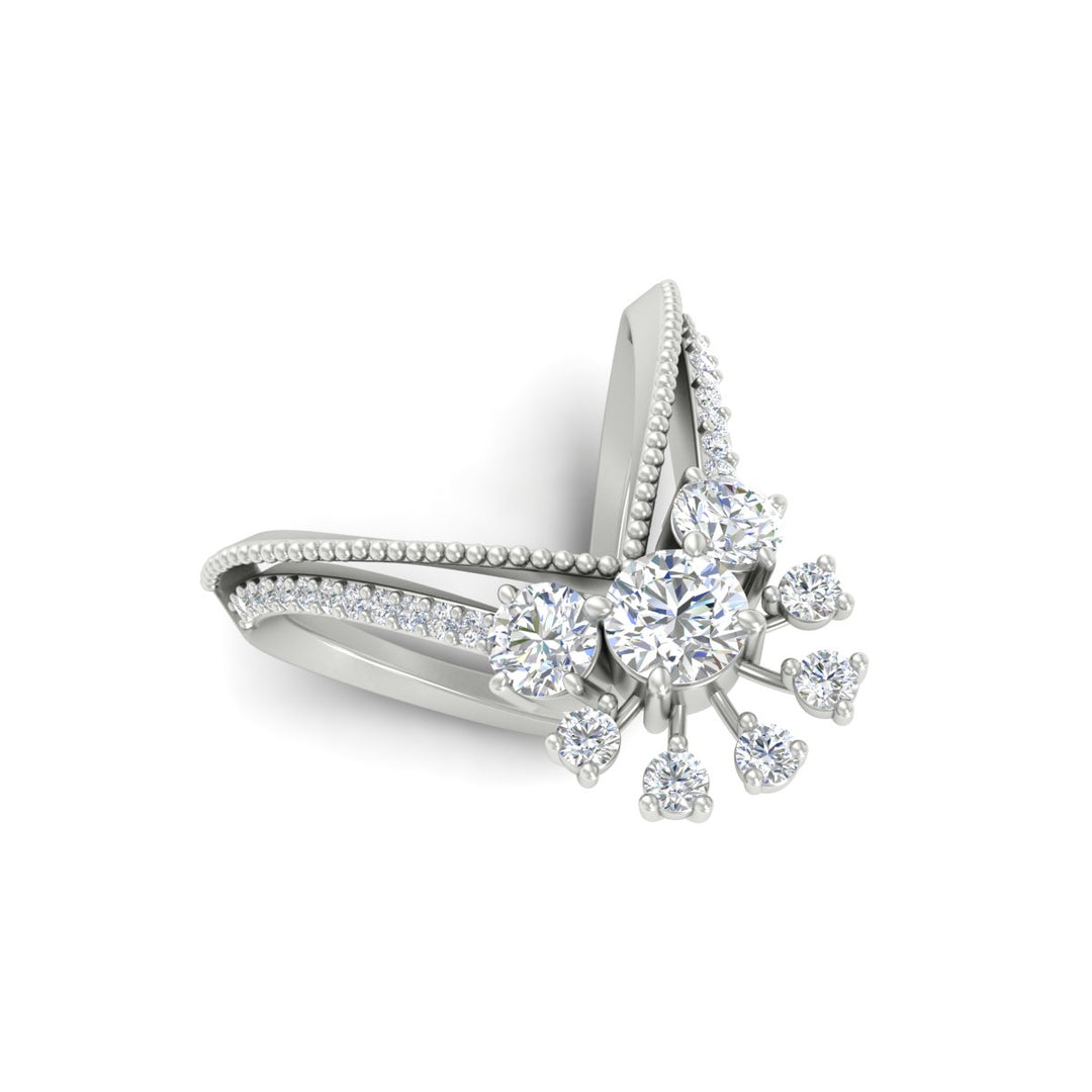 Floral Cluster Round Cut Diamond Vanki Ring