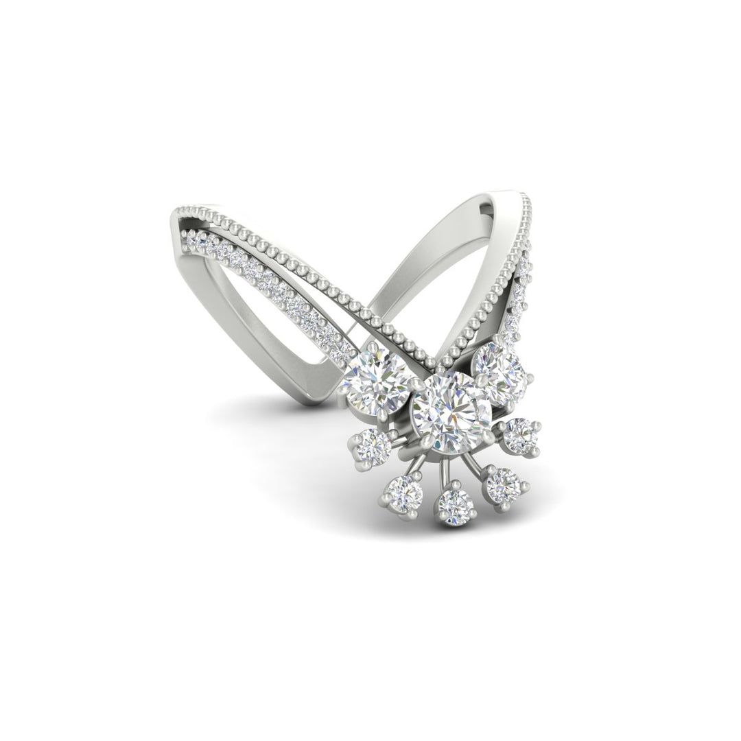Floral Cluster Round Cut Diamond Vanki Ring
