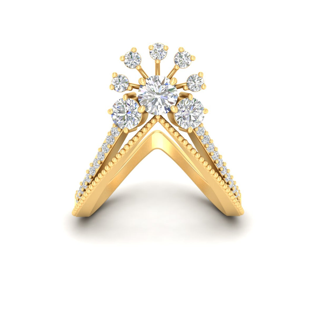 Floral Cluster Round Cut Diamond Vanki Ring
