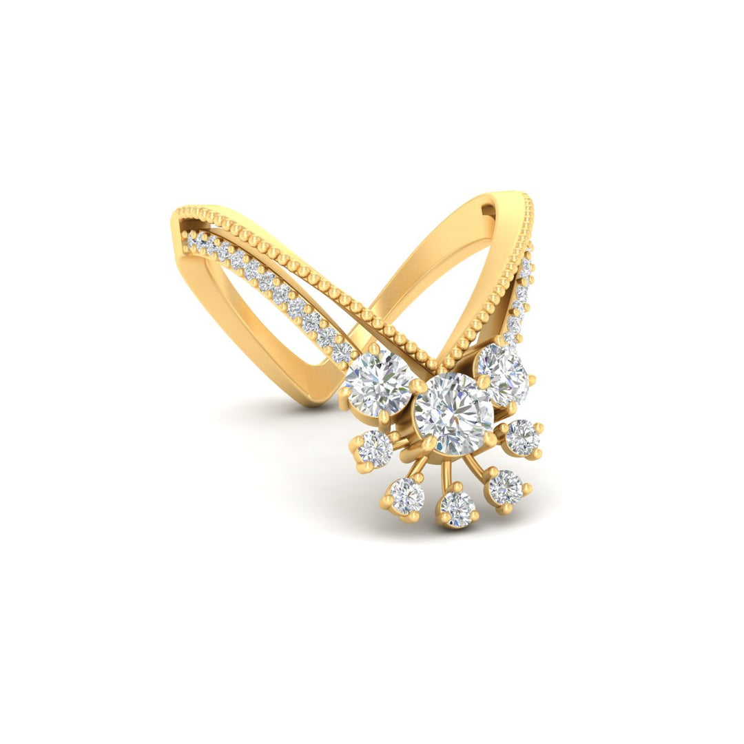 Floral Cluster Round Cut Diamond Vanki Ring