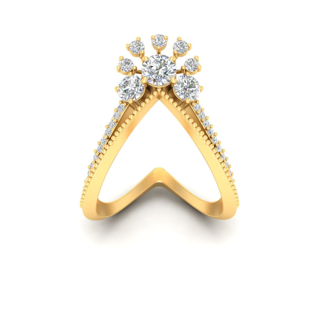 Floral Cluster Round Cut Diamond Vanki Ring