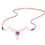 Load image into Gallery viewer, floral-cluster-ruby-3-beads-mangalsutra-necklace-in-rose-gold-mgs9105grudrsleep-nl-rg.jpg?v=1788930539