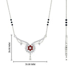 Load image into Gallery viewer, floral-cluster-ruby-3-beads-mangalsutra-necklace-in-white-gold-mgs9105grudrangle2-nl-wg-hw.jpg?v=1788930538