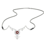 Load image into Gallery viewer, floral-cluster-ruby-3-beads-mangalsutra-necklace-in-white-gold-mgs9105grudrsleep-nl-wg.jpg?v=1788930538