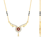 Load image into Gallery viewer, floral-cluster-ruby-3-beads-mangalsutra-necklace-in-yellow-gold-mgs9105grudrangle2-nl-yg.jpg?v=1788930538