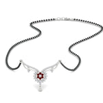 Load image into Gallery viewer, floral-cluster-ruby-mangalsutra-necklace-in-white-gold-mgs9105grudrsleep-nl-wg.jpg?v=1788930503