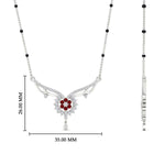 Load image into Gallery viewer, floral-cluster-ruby-spaced-out-mangalsutra-necklace-in-white-gold-mgs9105grudrangle2-nl-wg-hw.jpg?v=1788930467