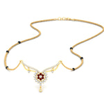 Load image into Gallery viewer, floral-cluster-ruby-spaced-out-mangalsutra-necklace-in-yellow-gold-mgs9105grudrsleep-nl-yg.jpg?v=1788930467