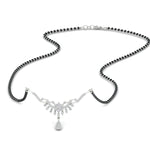 Load image into Gallery viewer, floral-drop-black-bead-diamond-mangalsutra-necklace-in-white-gold-mgs9082sleep-nl-wg.jpg?v=1785409386