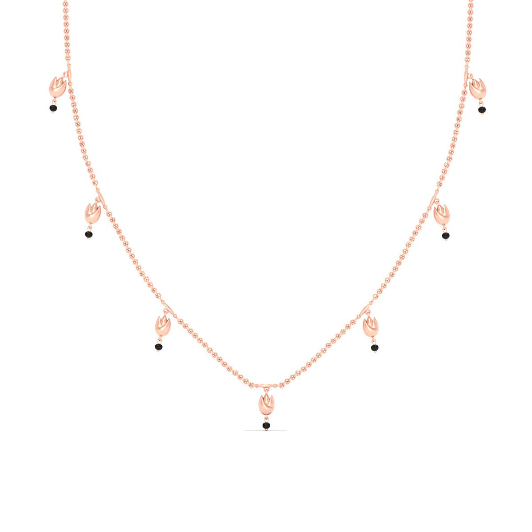 Floral Drop Black Bead Mangalsutra