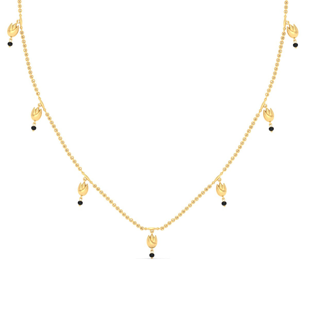 Floral Drop Black Bead Mangalsutra