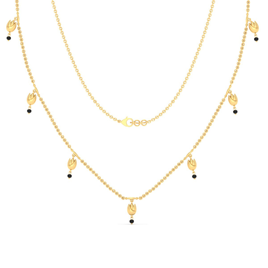 Floral Drop Black Bead Mangalsutra