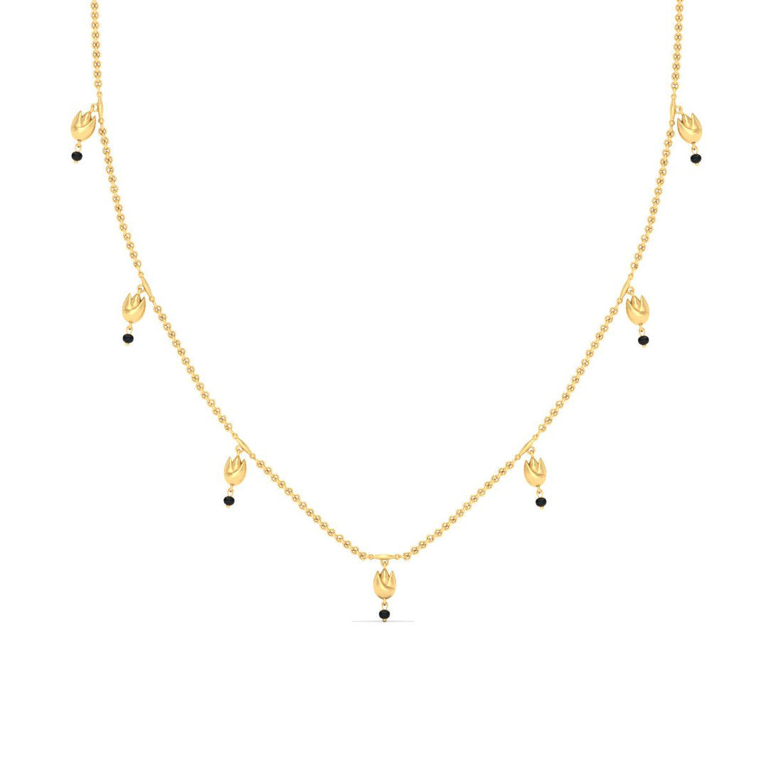 Floral Drop Black Bead Mangalsutra