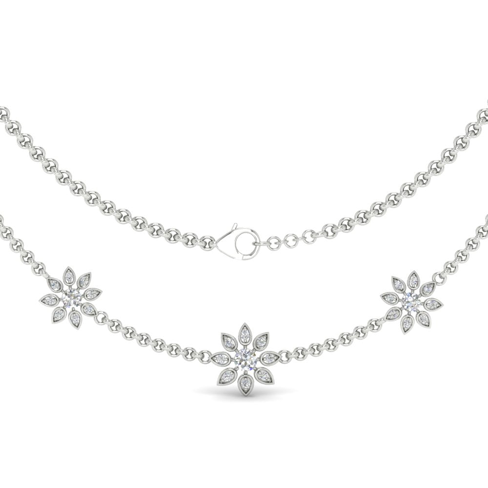 Flower Design Diamond Mugappu Thali Chain