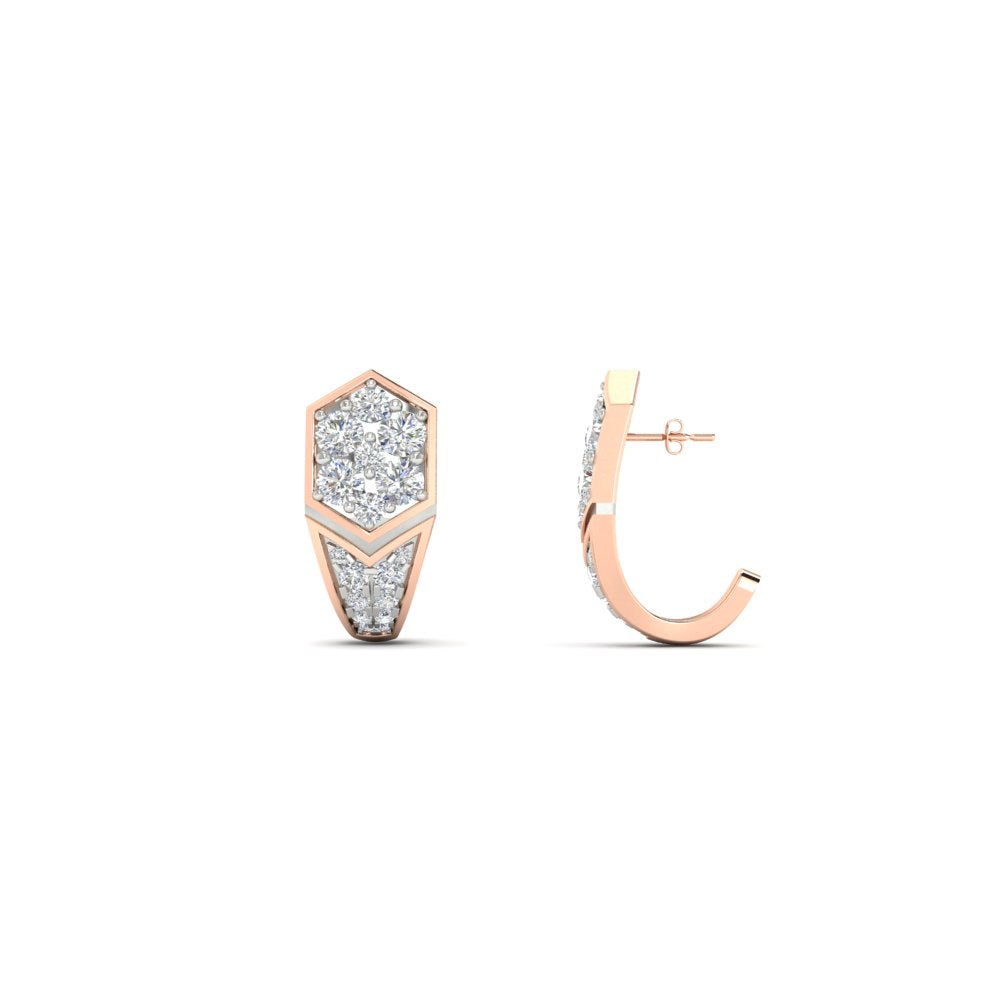 Geometric Diamond J Hoop Earrings