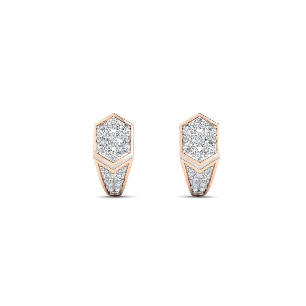 Geometric Diamond J Hoop Earrings