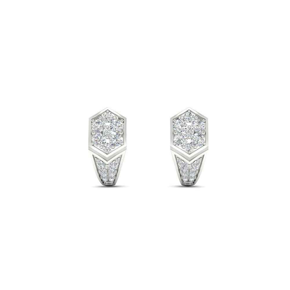 Geometric Diamond J Hoop Earrings