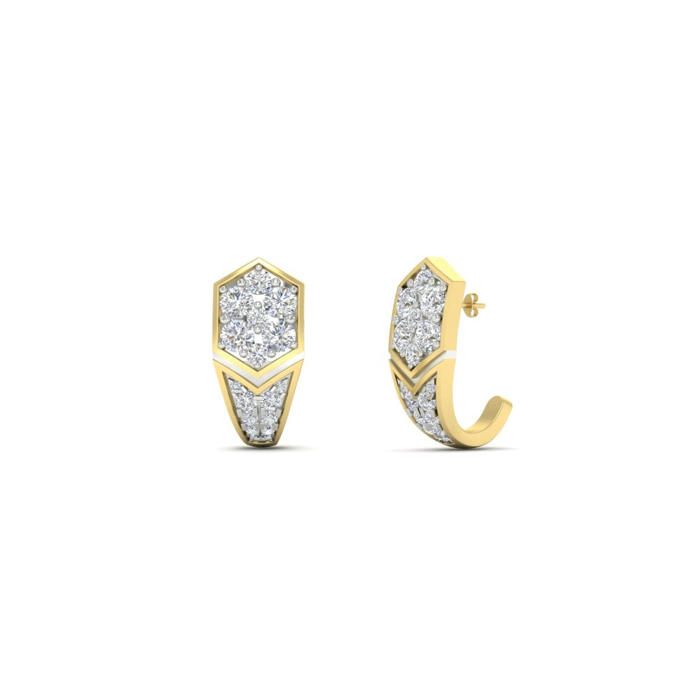 Geometric Diamond J Hoop Earrings