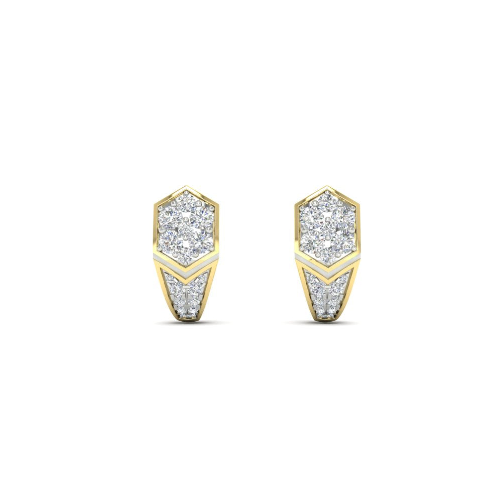 Geometric Diamond J Hoop Earrings