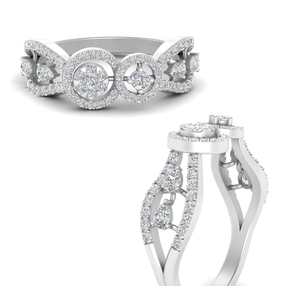 Halo Diamond Indian Style Engagement Ring