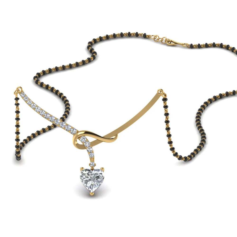 Heart Diamond Drop Mangalsutra Pendant