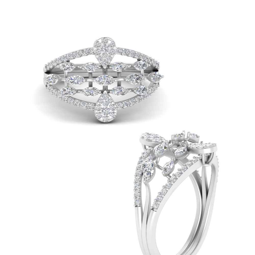 Illusion Set Pear Diamond Cocktail Diamond Ring