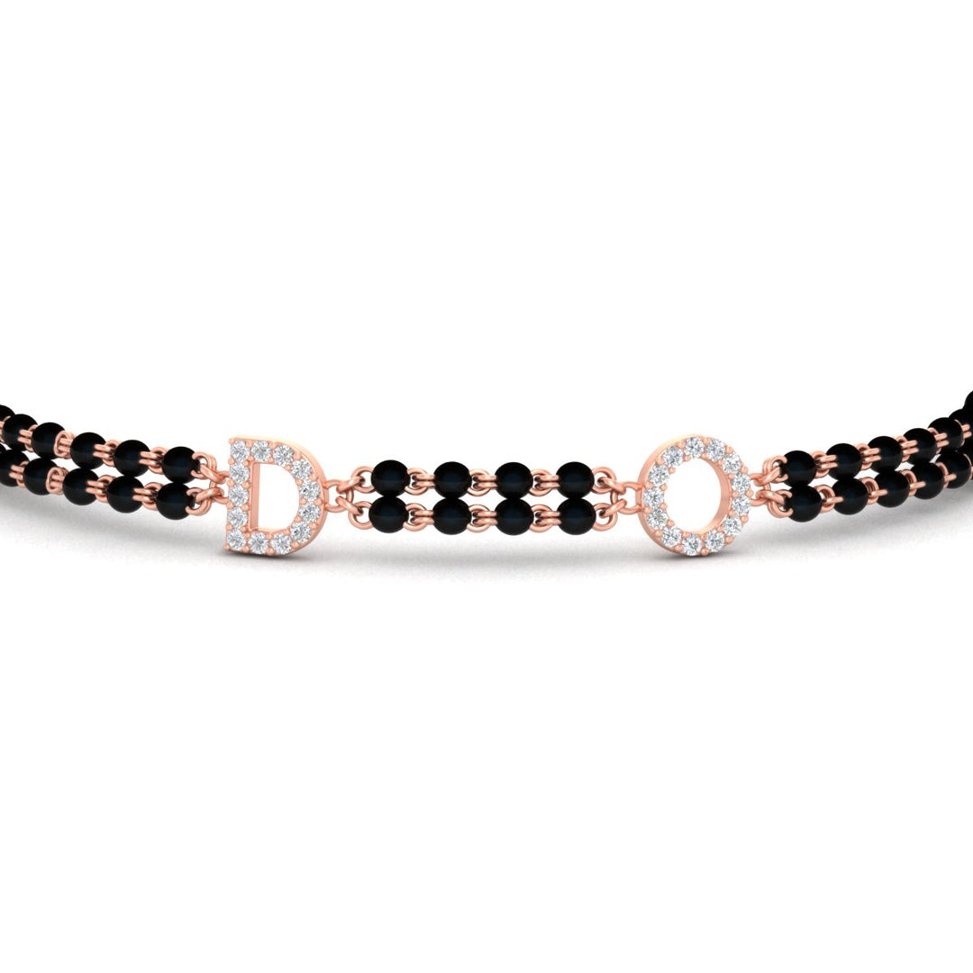 Initial Mens Diamond Mangalsutra Bracelet