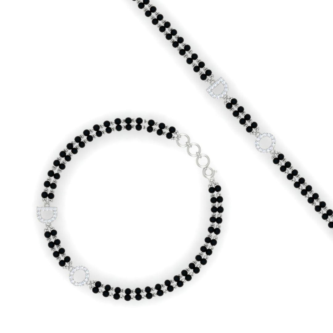 Initial Mens Diamond Mangalsutra Bracelet