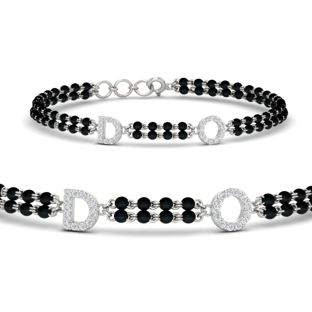 Initial Mens Diamond Mangalsutra Bracelet