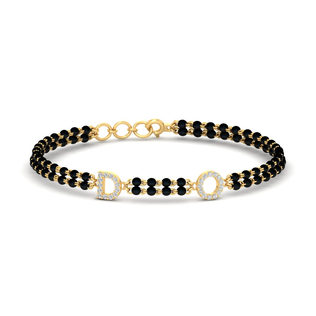 Initial Mens Diamond Mangalsutra Bracelet