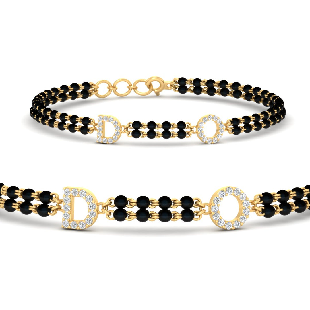 Initial Mens Diamond Mangalsutra Bracelet