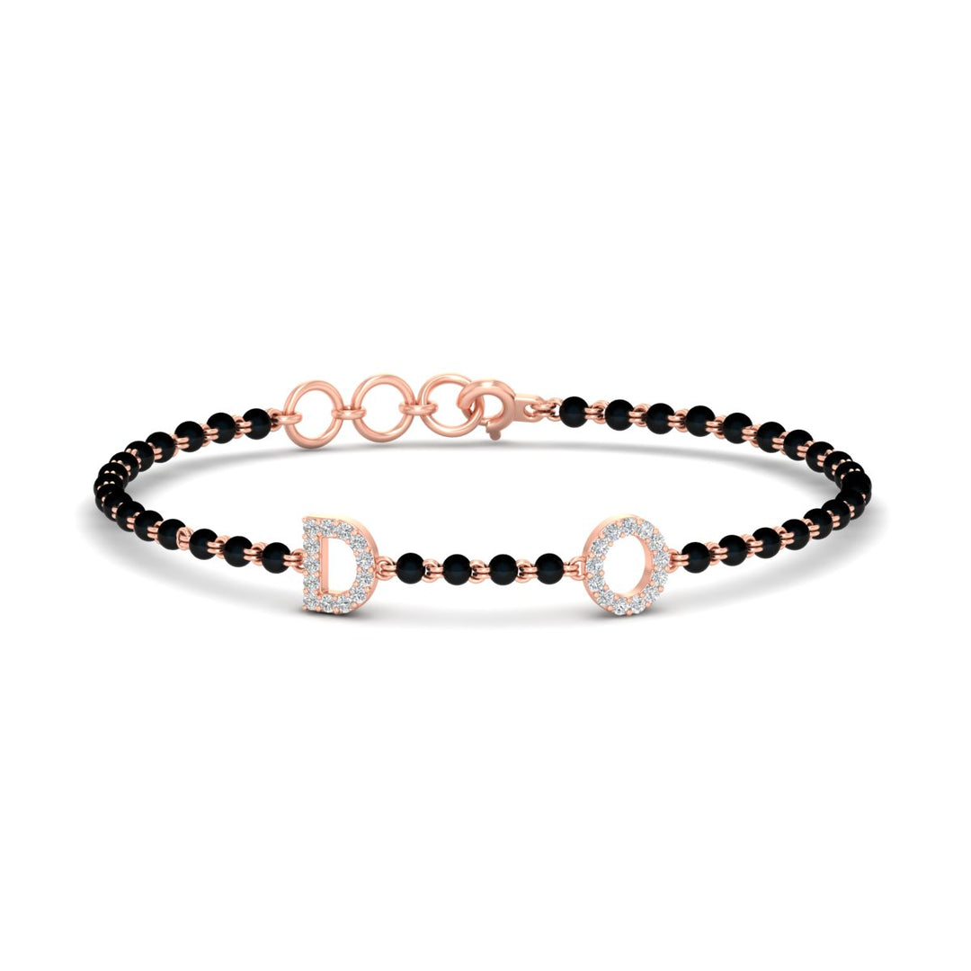 Initial Mens Diamond Mangalsutra Bracelet