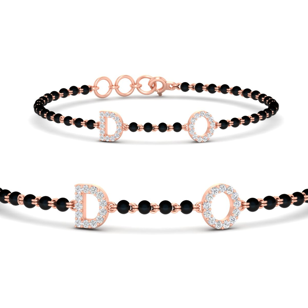 Initial Mens Diamond Mangalsutra Bracelet