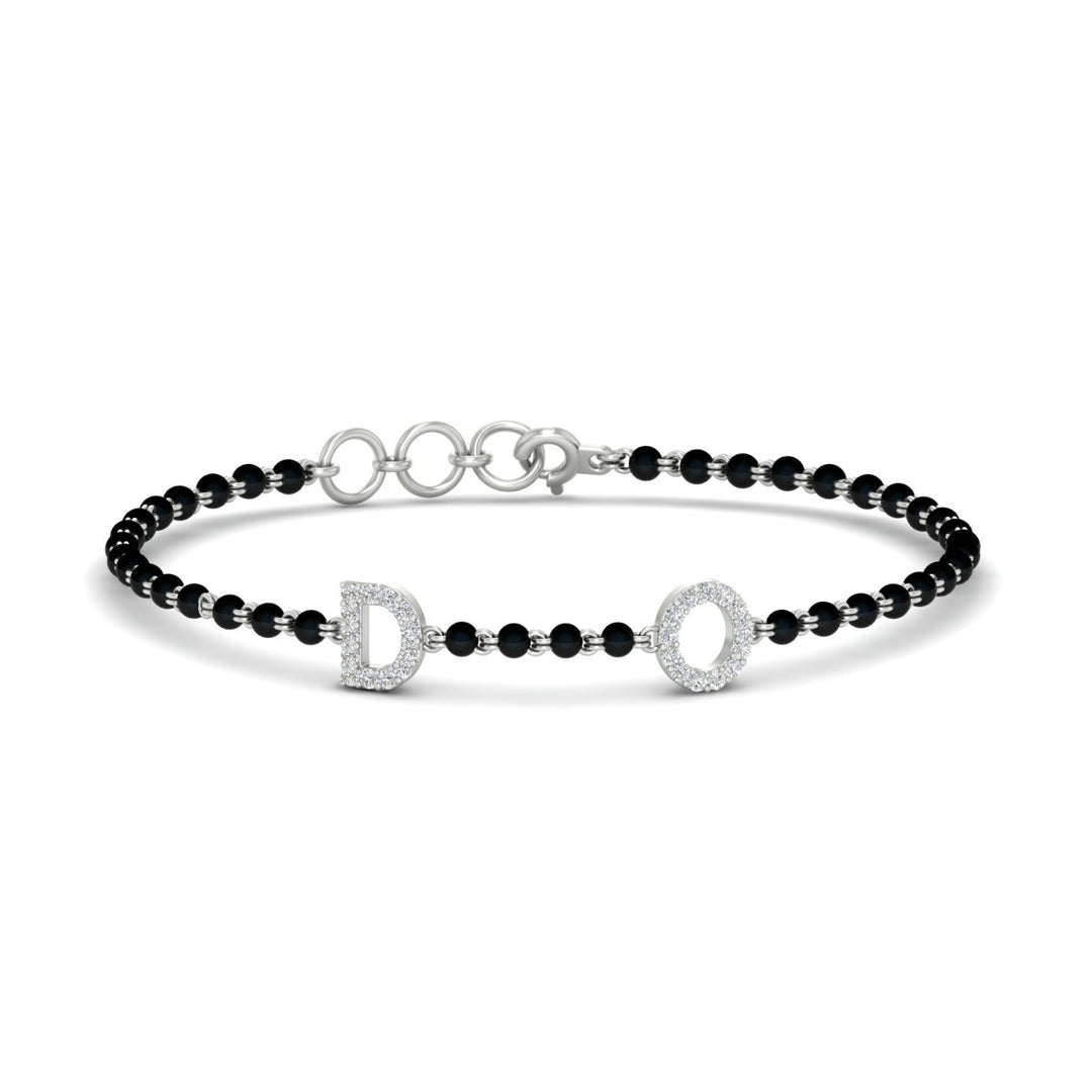 Initial Mens Diamond Mangalsutra Bracelet