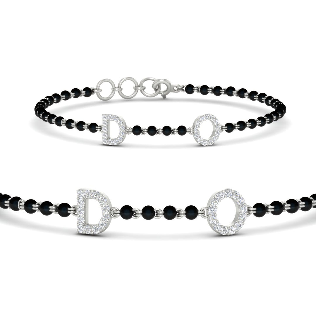 Initial Mens Diamond Mangalsutra Bracelet