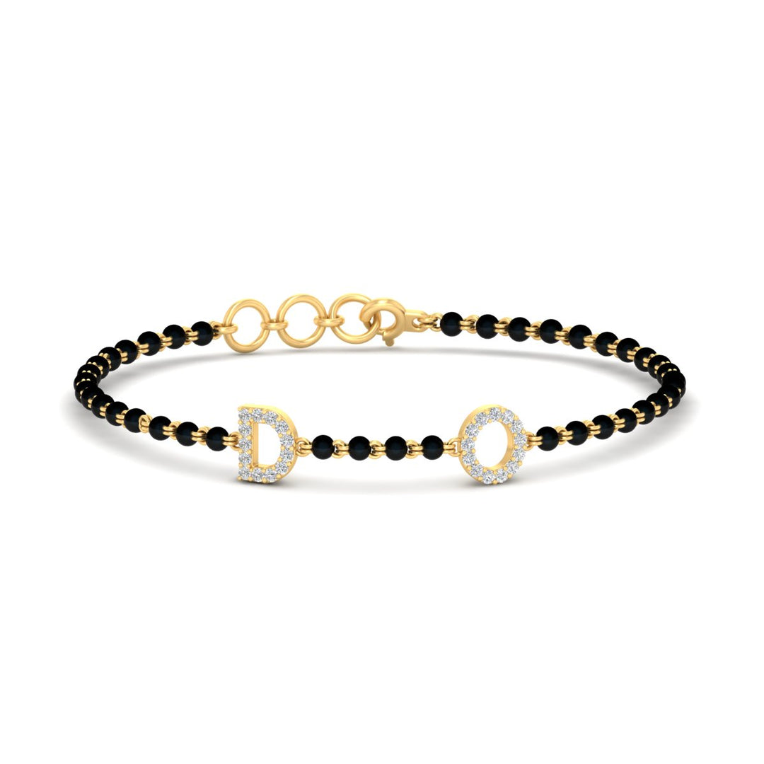 Initial Mens Diamond Mangalsutra Bracelet