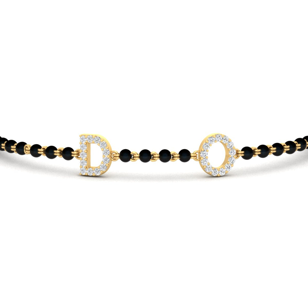 Initial Mens Diamond Mangalsutra Bracelet