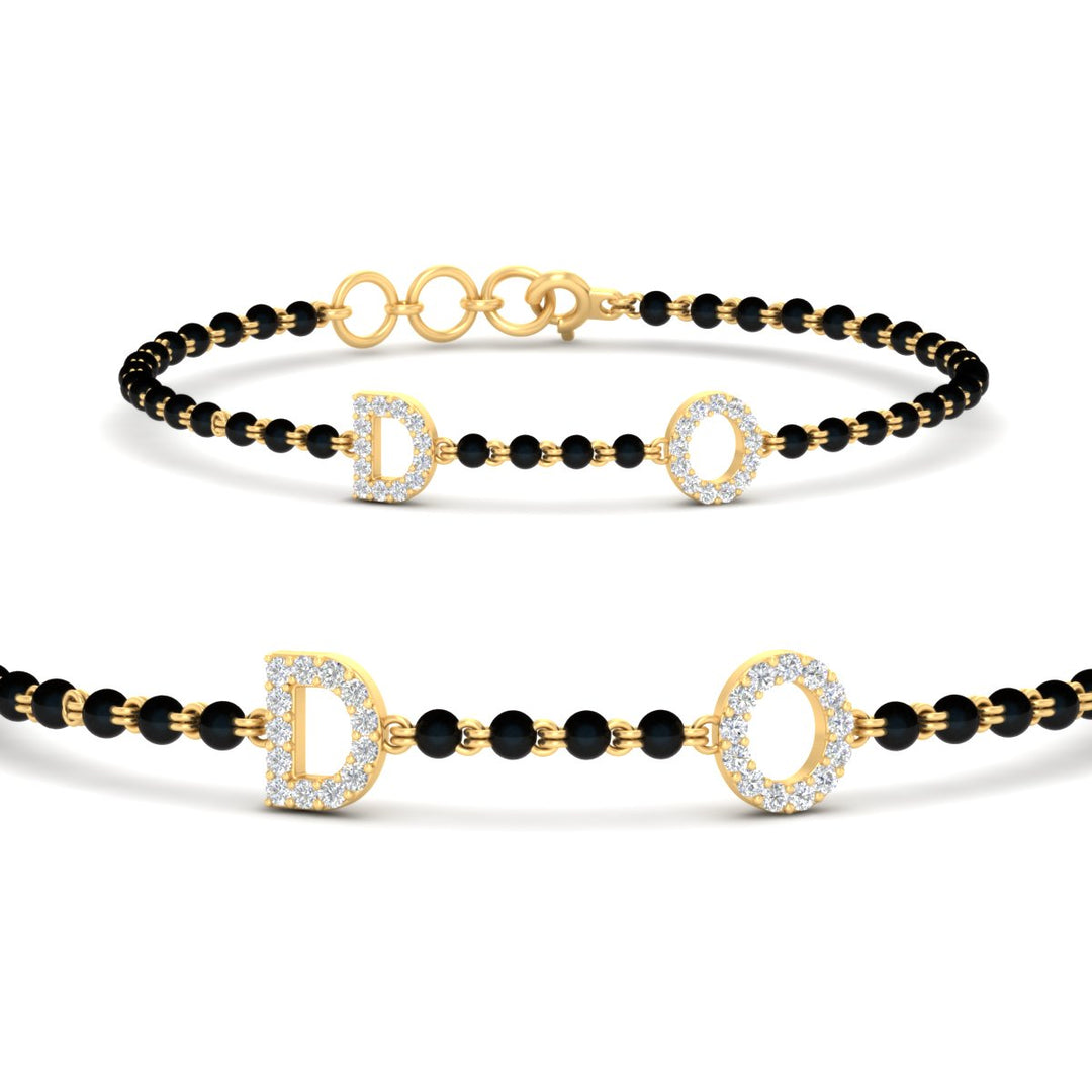 Initial Mens Diamond Mangalsutra Bracelet