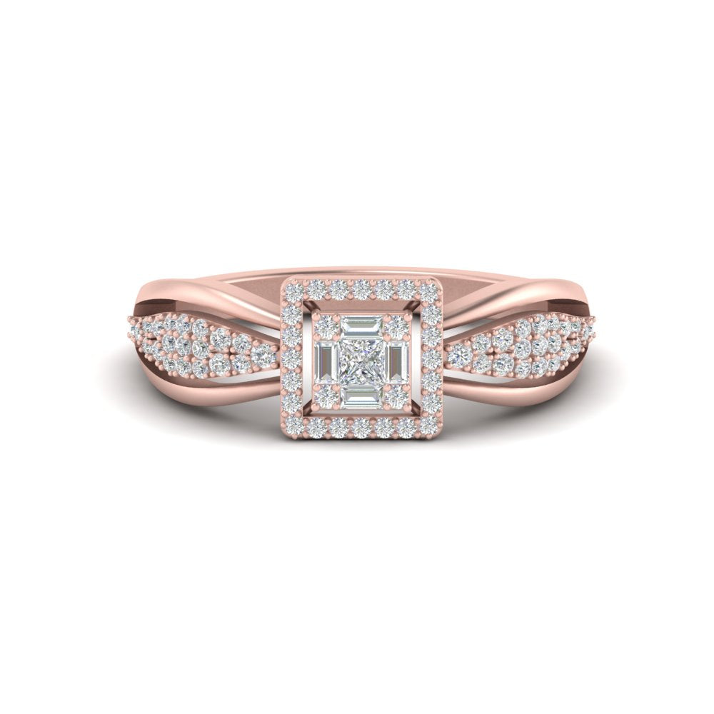 Invisible Set Princess Cut Diamond Ring