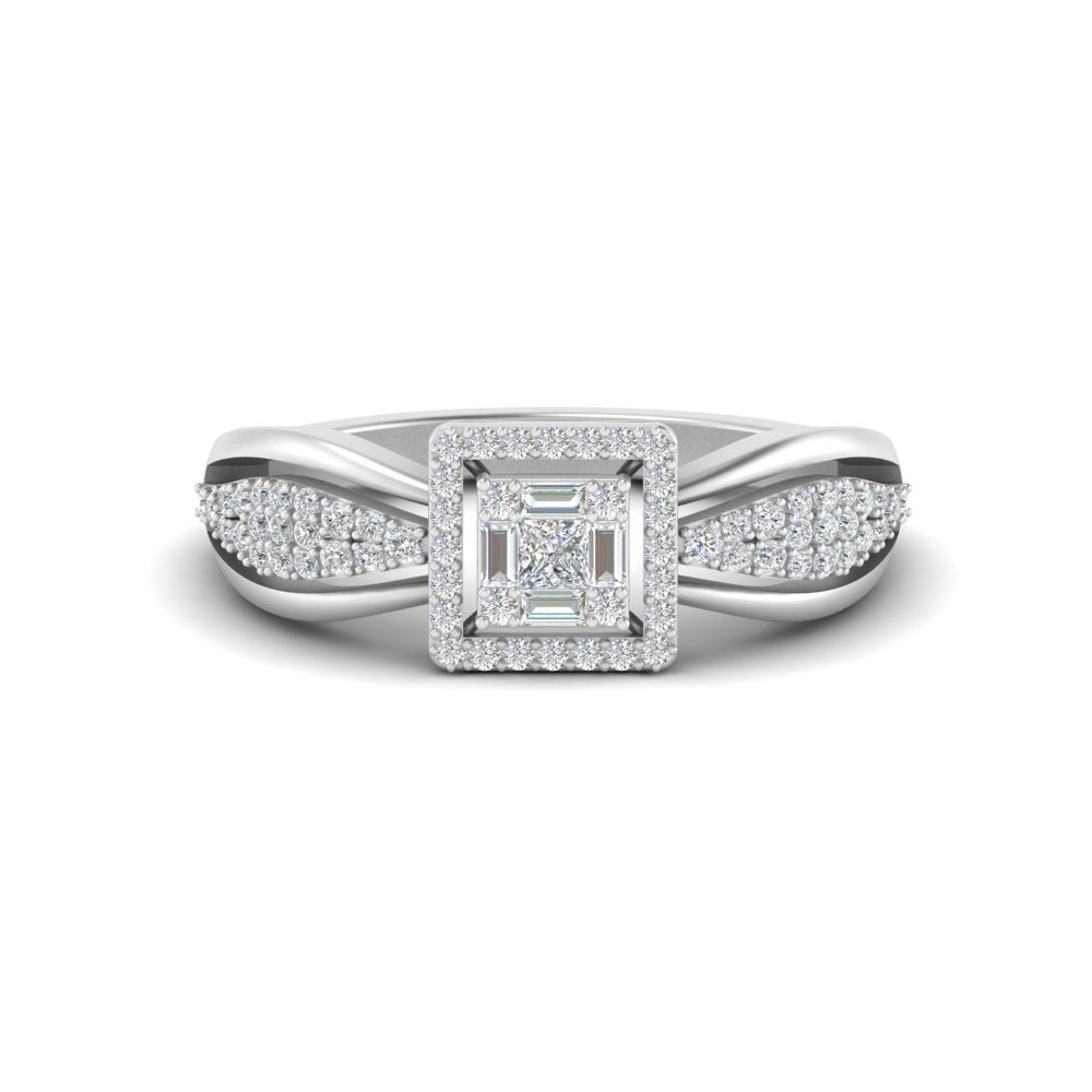 Invisible Set Princess Cut Diamond Ring