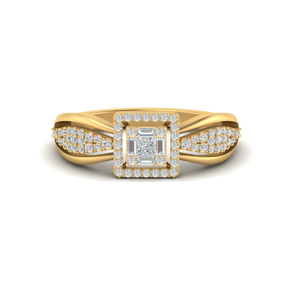Invisible Set Princess Cut Diamond Ring