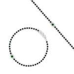 Load image into Gallery viewer, mens-single-bezel-set-black-diamond-mangalsutra-bracelet-in-white-gold-mgsmbrc11836blackangle4-nl-wg.jpg
