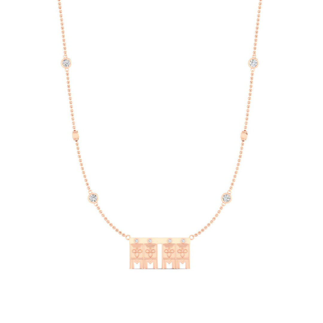 Double Delicate Tulsi Pendant Gundu With Bezel Set Diamonds