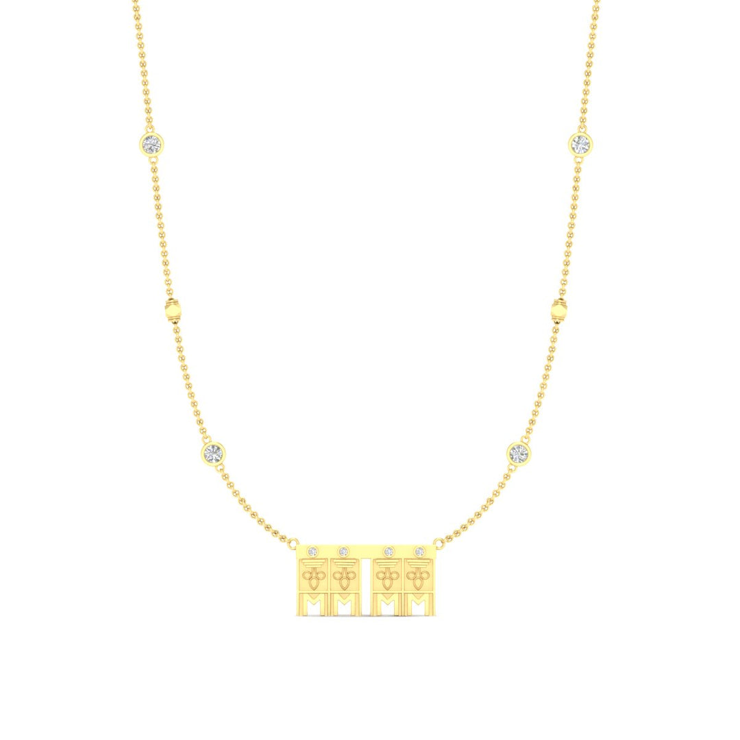 Double Delicate Tulsi Pendant Gundu With Bezel Set Diamonds