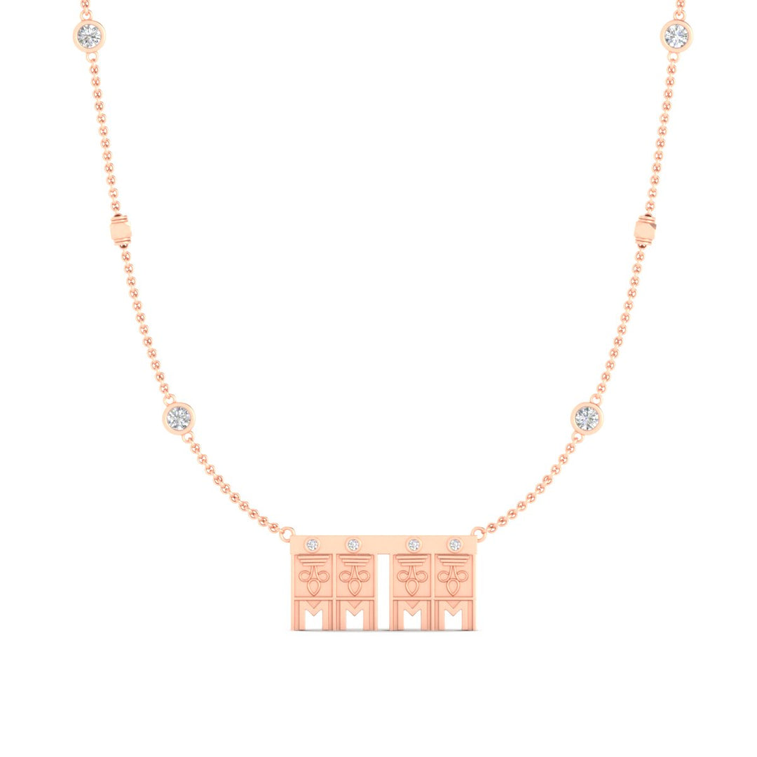 Double Delicate Tulsi Pendant Gundu With Bezel Set Diamonds