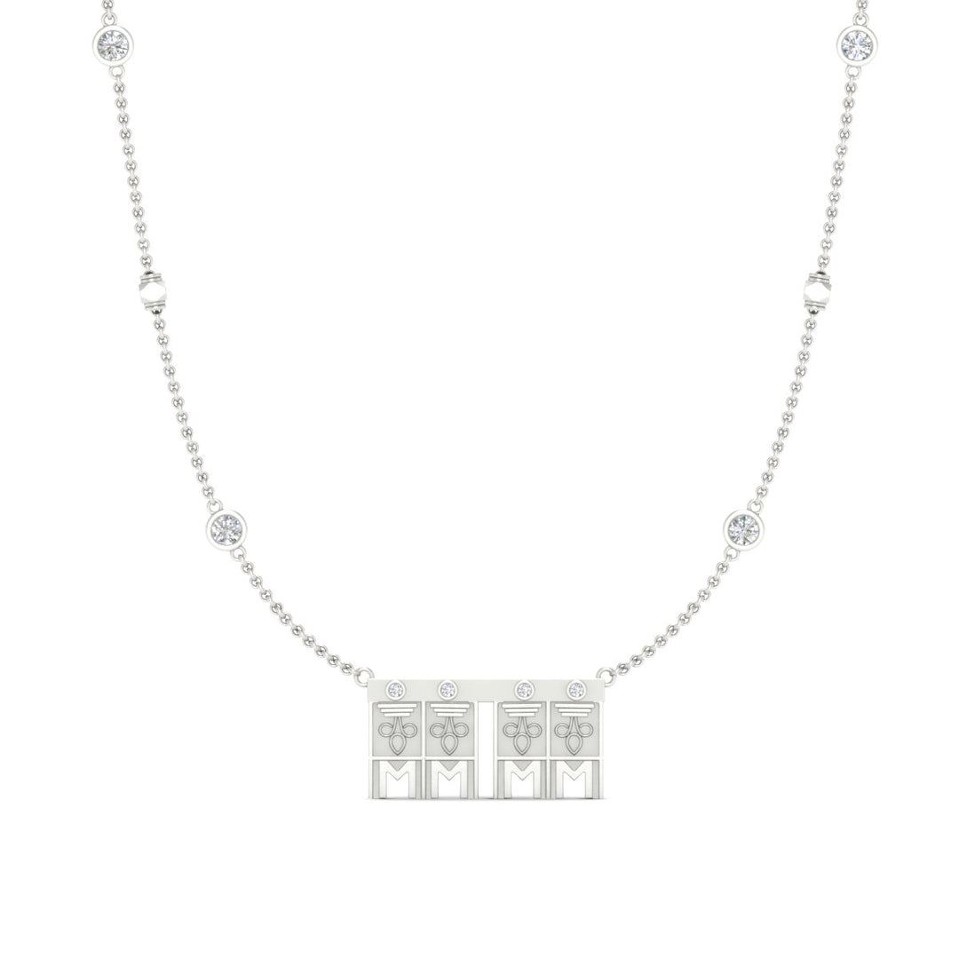 Double Delicate Tulsi Pendant Gundu With Bezel Set Diamonds