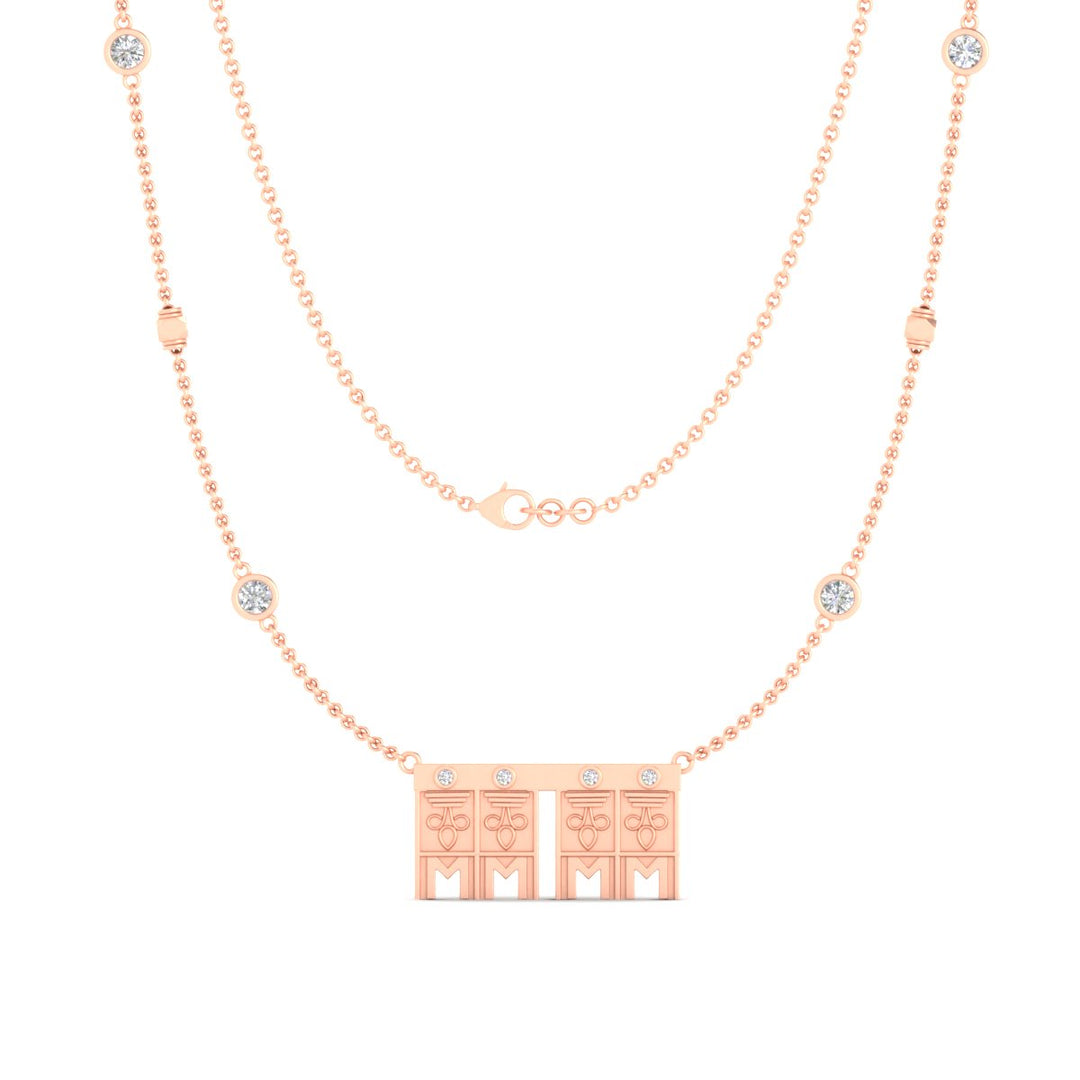 Double Delicate Tulsi Pendant Gundu With Bezel Set Diamonds