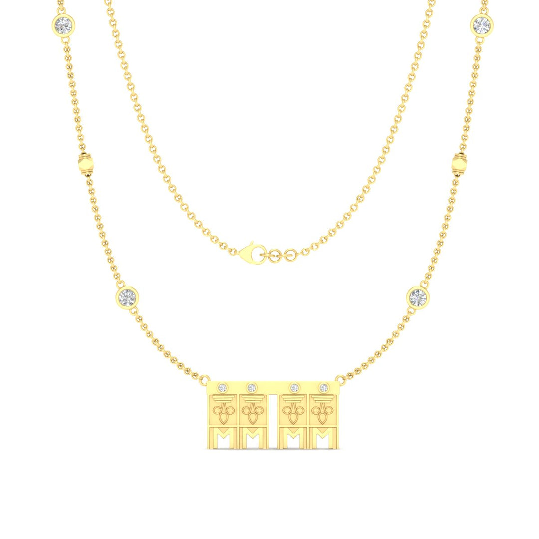 Double Delicate Tulsi Pendant Gundu With Bezel Set Diamonds