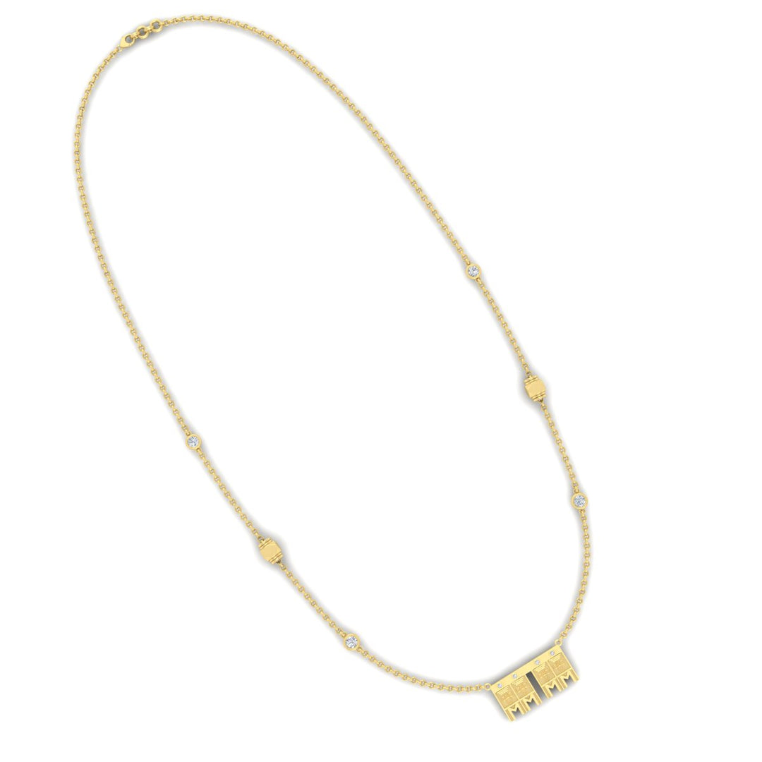 Double Delicate Tulsi Pendant Gundu With Bezel Set Diamonds